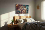 Guardians of the Twilight animals canvas print, displayed in a bedroom