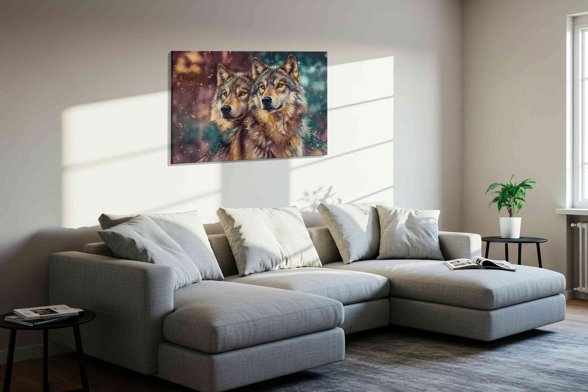 Guardians of the Twilight animals canvas print in a living room scene