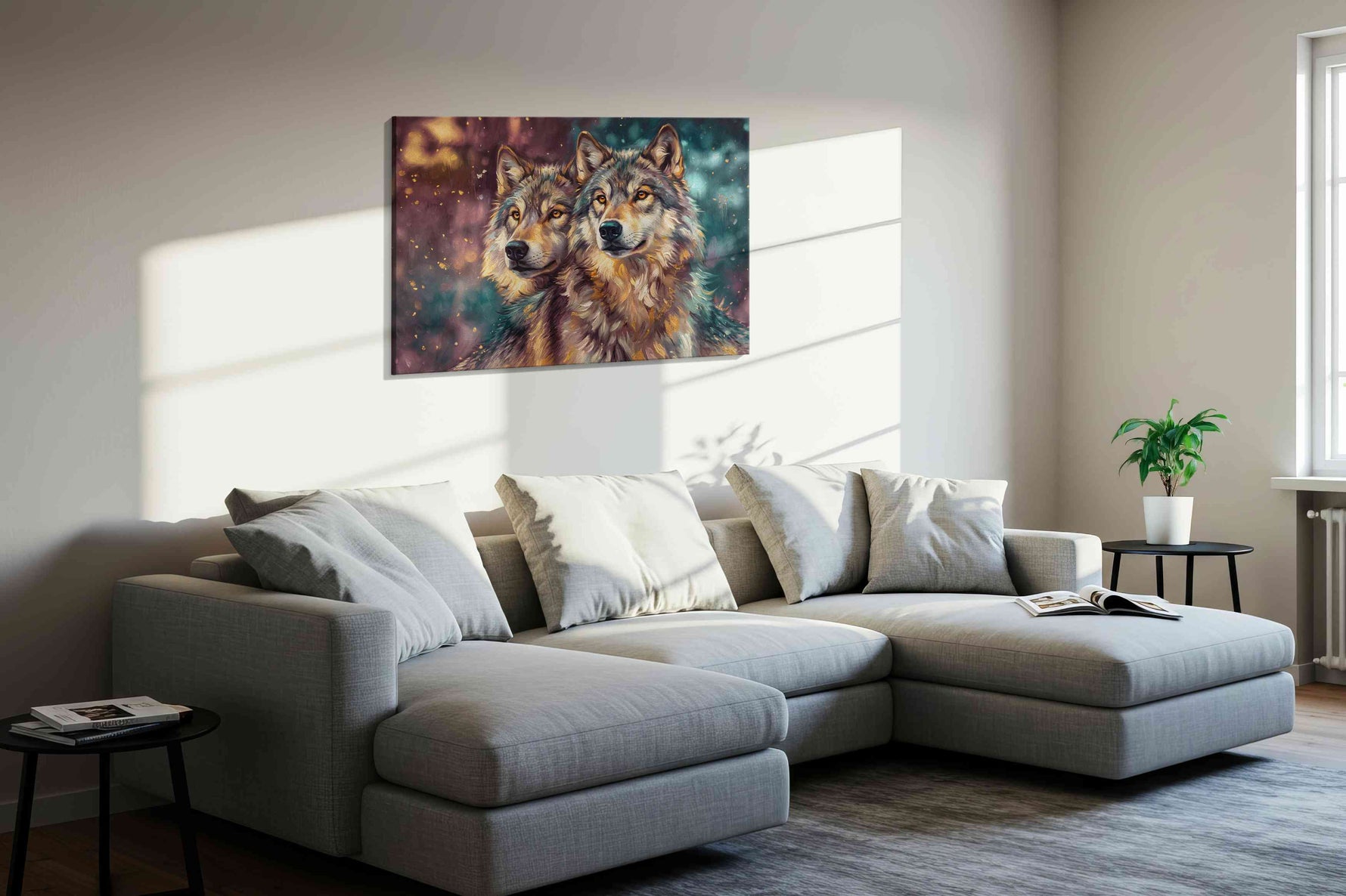 Guardians of the Twilight animals canvas print in a living room scene