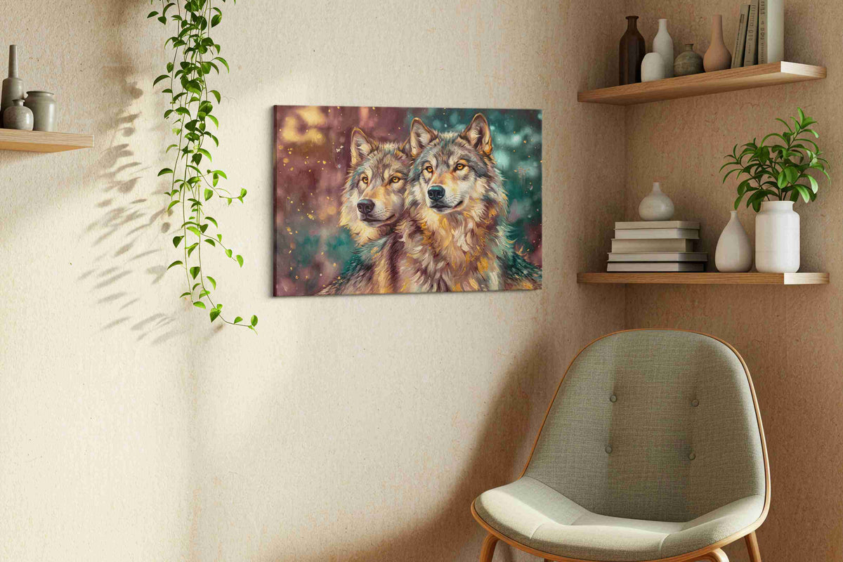 Guardians of the Twilight animals canvas print, displayed in a living room