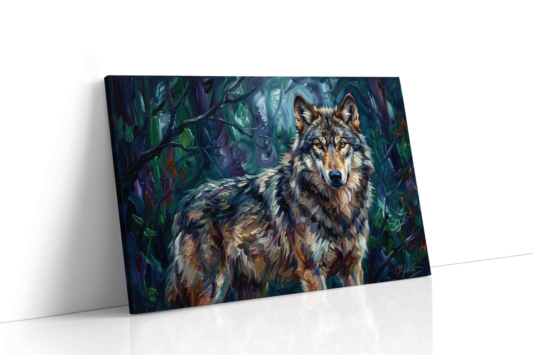 Lone Guardian of the Forest wolf canvas print, gallery-wrapped, ready to hang