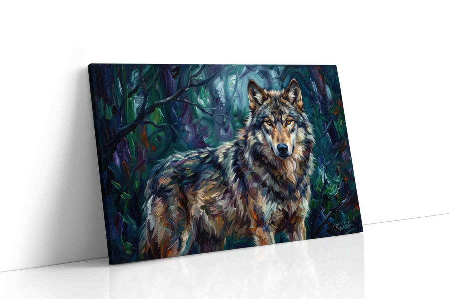 Lone Guardian of the Forest wolf canvas print, gallery-wrapped, ready to hang