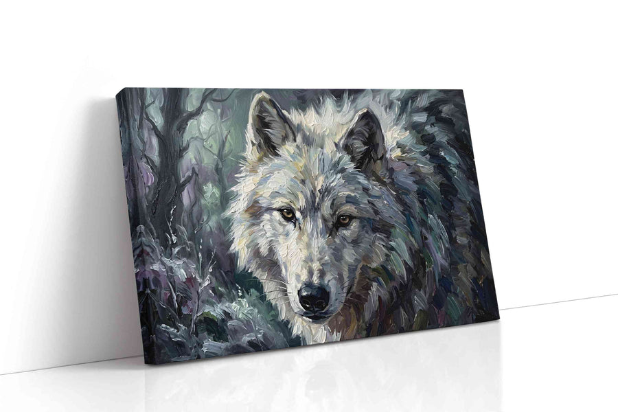 Luminous Forest Guardian wolf canvas print gallery-wrapped landscape canvas studio shot