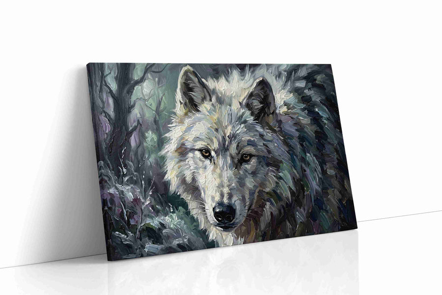 Luminous Forest Guardian wolf canvas print, gallery-wrapped, ready to hang