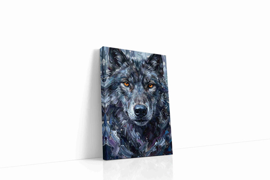 Luminous Gaze of the Wild wolf canvas print gallery-wrapped portrait canvas studio shot