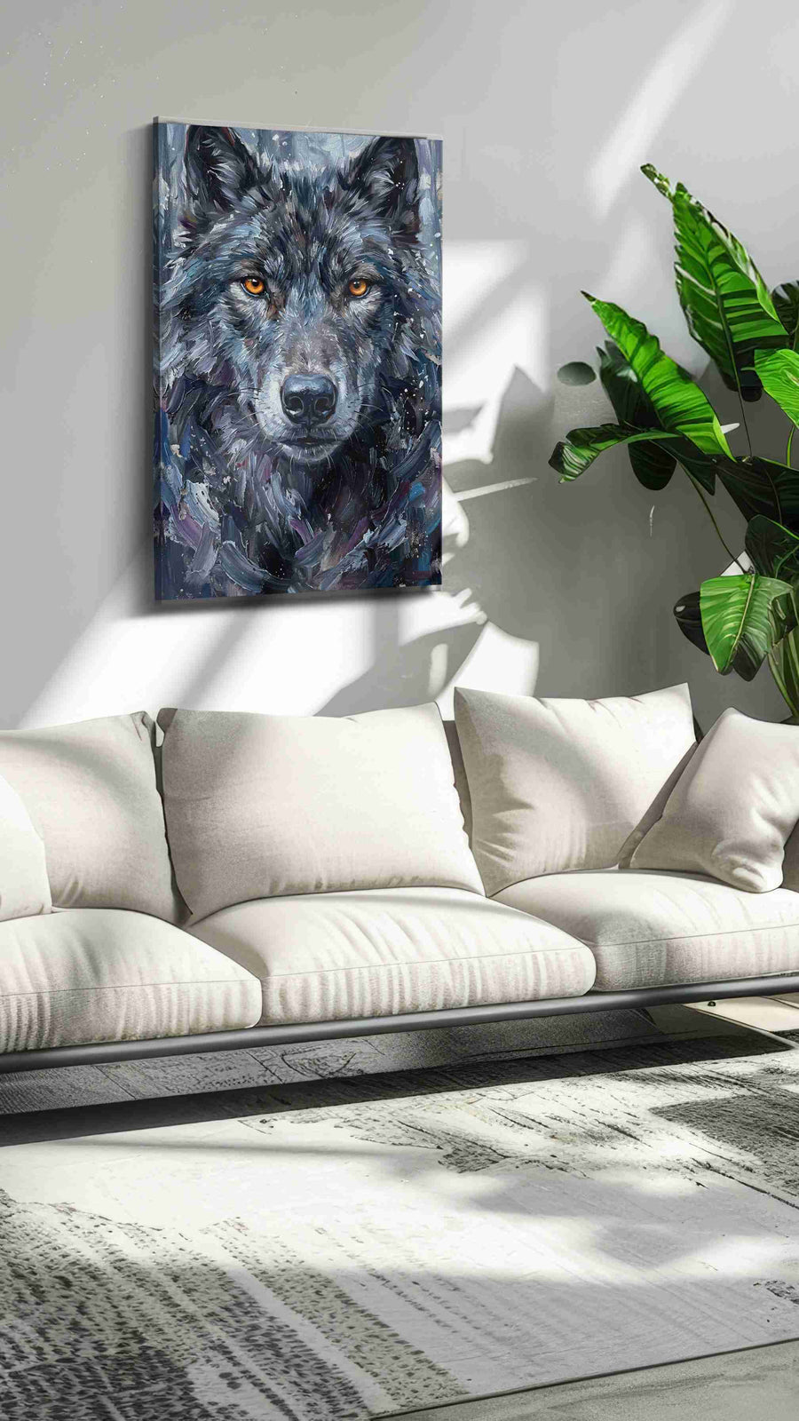 Luminous Gaze of the Wild wolf canvas print, on wall, lifestyle preview