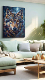 Lunar Gaze of the Wild (Wolf) - Wolf Wall Art, Wildlife Canvas Print, Nature Predator Art