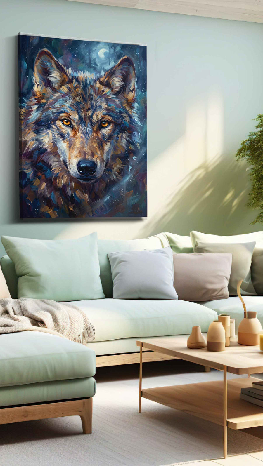 Lunar Gaze of the Wild (Wolf) - Wolf Wall Art, Wildlife Canvas Print, Nature Predator Art