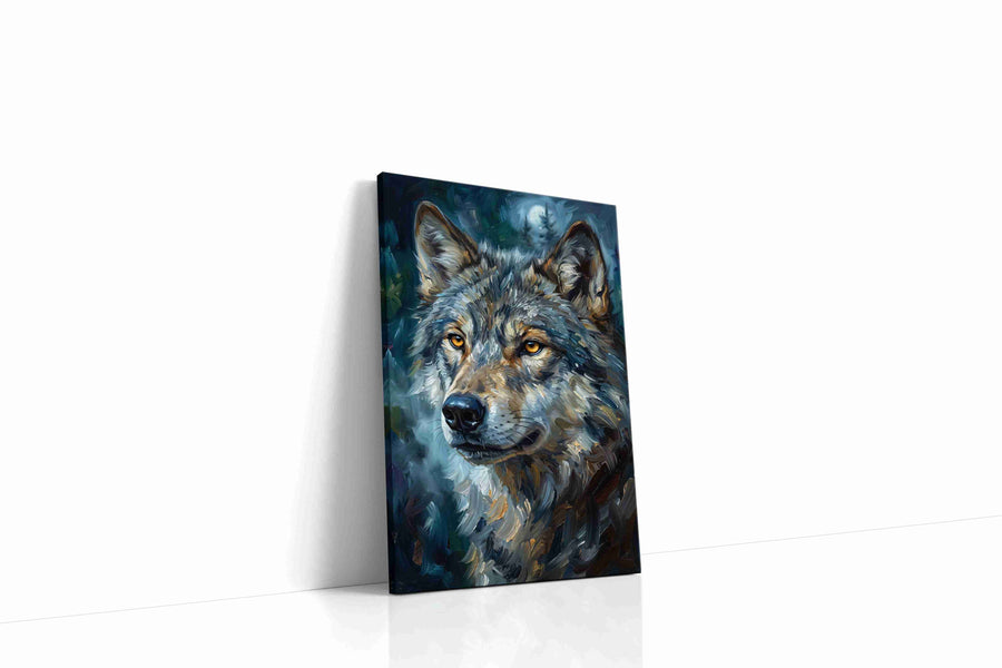 Lunar Gaze of the Wild II wolf canvas print, gallery-wrapped, ready to hang