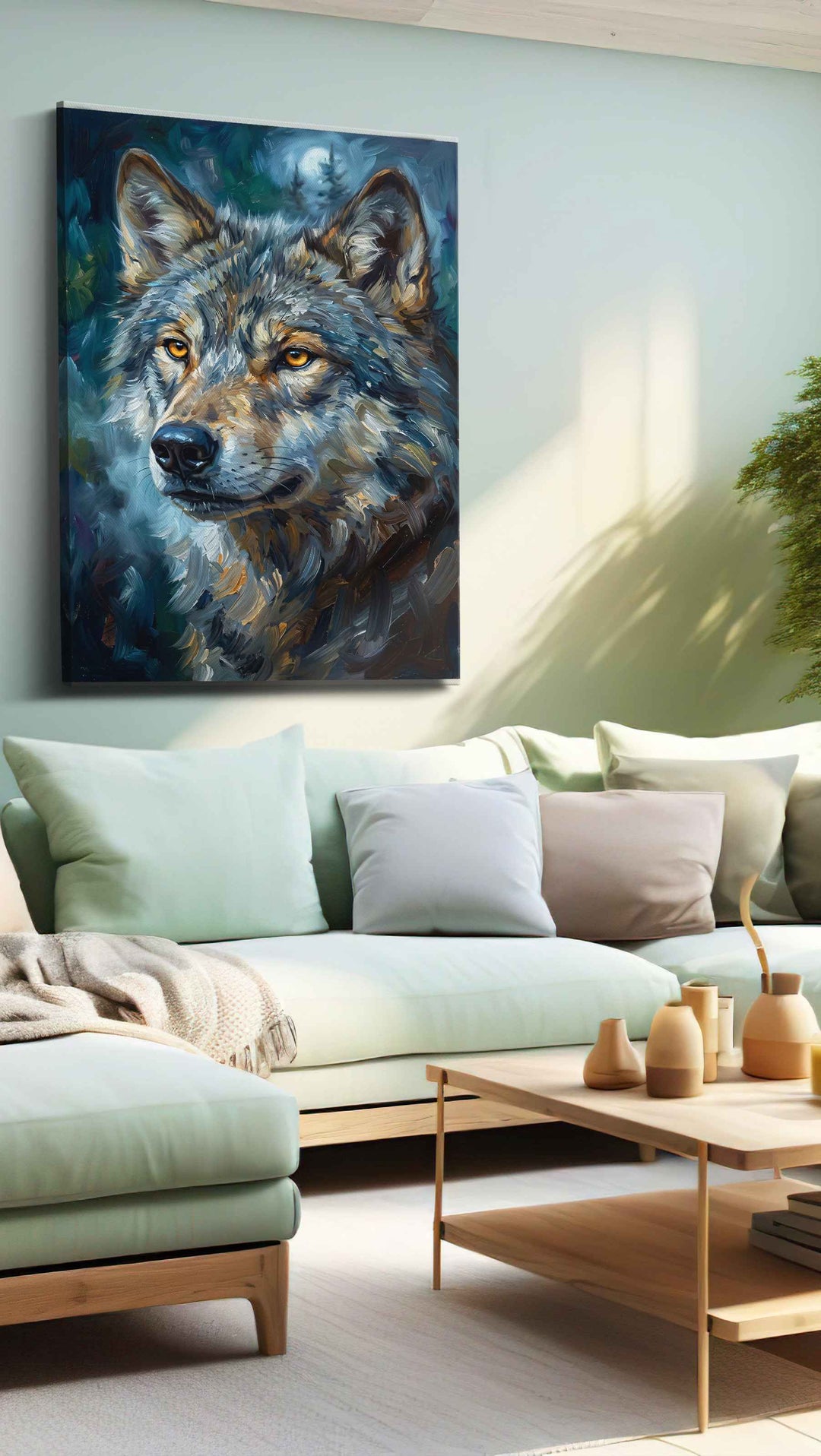 Lunar Gaze of the Wild II (Wolf) - Wolf Wall Art, Wildlife Canvas Print, Nature Predator Art