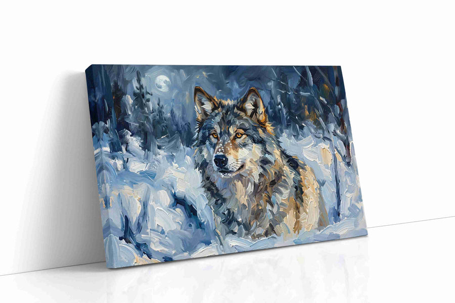 Lunar Guardian Silent Vigil wolf canvas print gallery-wrapped landscape canvas studio shot