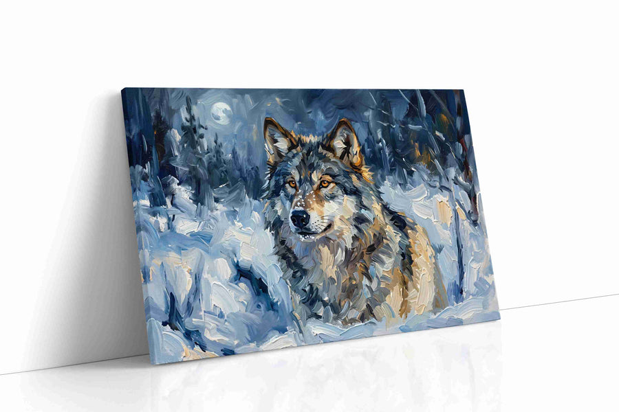 Lunar Guardian Silent Vigil wolf canvas print, gallery-wrapped, ready to hang