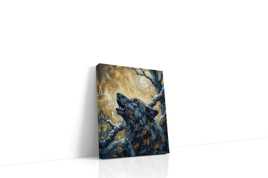 Lunar Howl Symphony wolf canvas print, gallery-wrapped, ready to hang