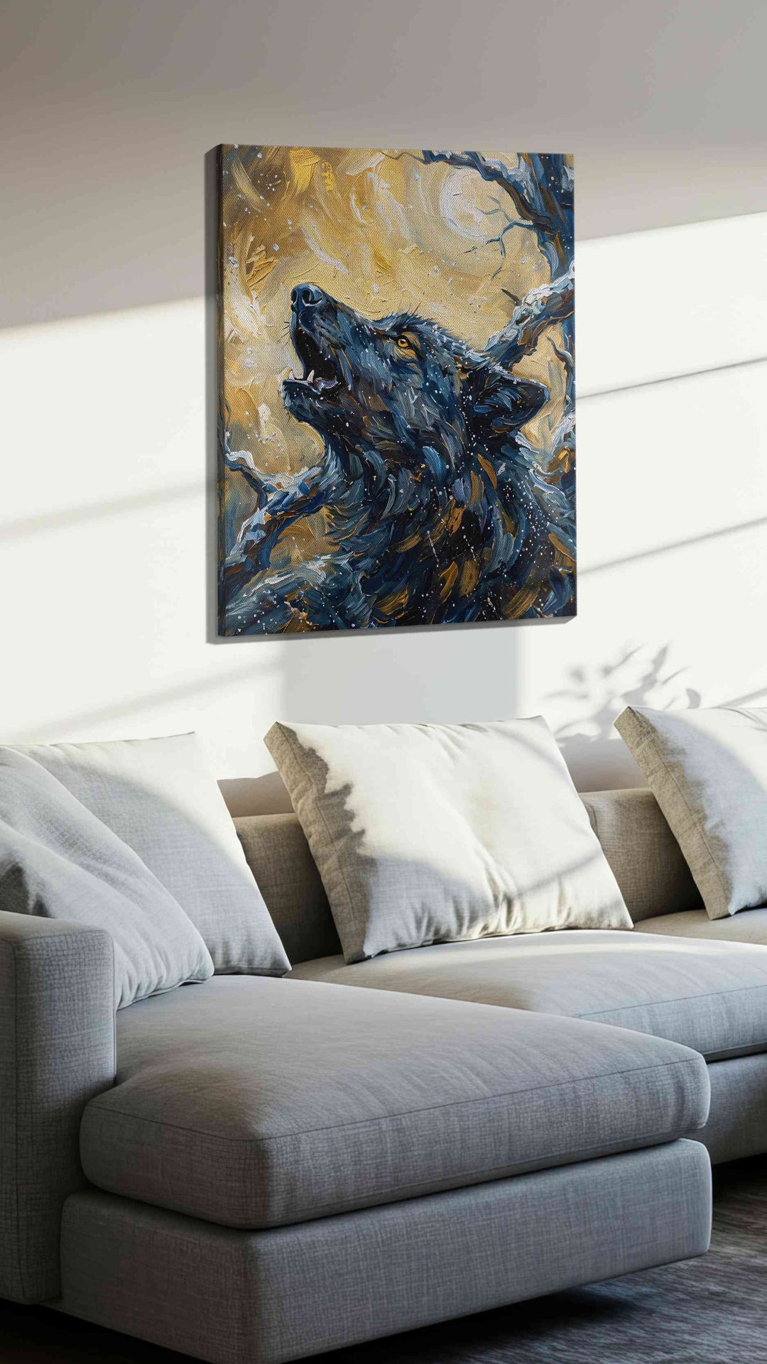 Lunar Howl Symphony (Wolf) - Wolf Wall Art, Wildlife Canvas Print, Nature Predator Art