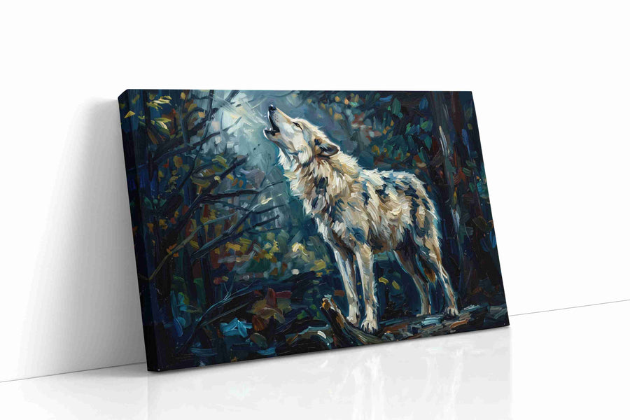Lunar Serenade of the Wild wolf canvas print, gallery-wrapped, ready to hang