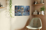 Lunar Stalker Moonlit Pursuit wolf canvas print, hanging on wall