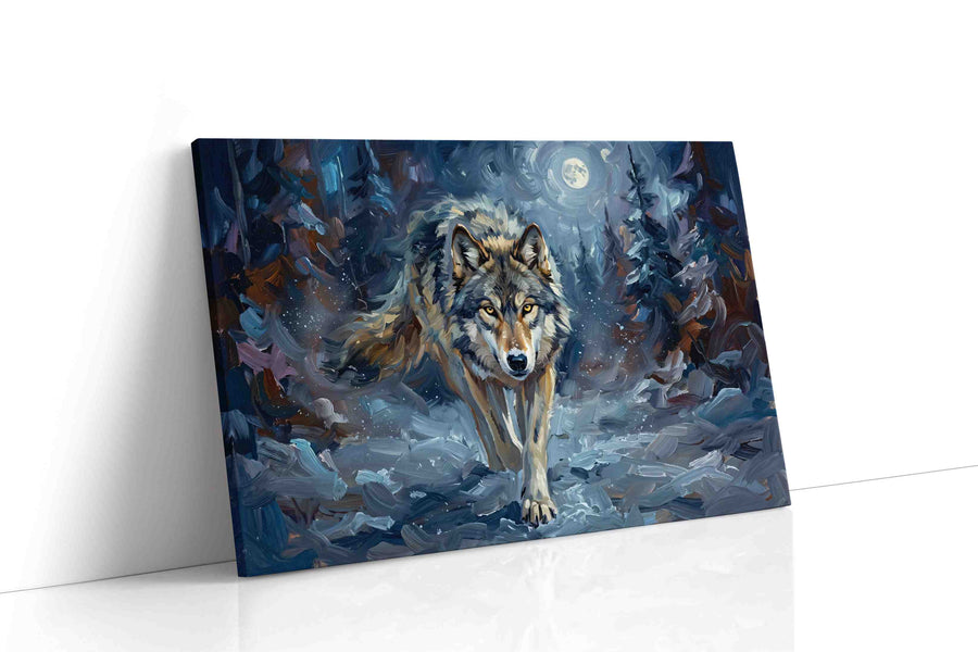 Lunar Stalker Moonlit Pursuit wolf canvas print gallery-wrapped landscape canvas studio shot