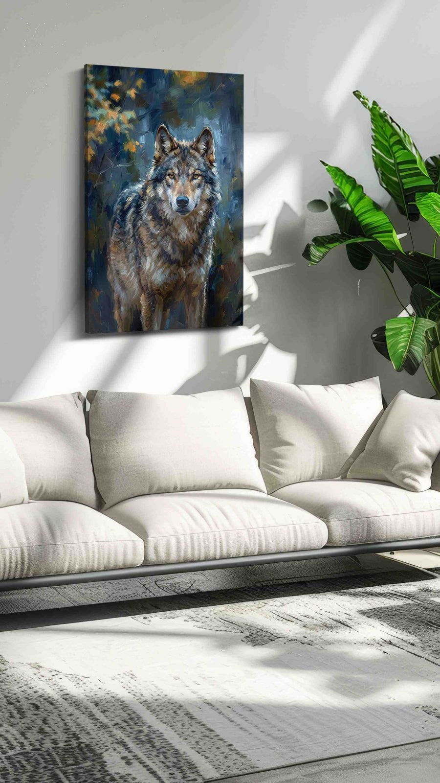 Majestic Guardian of the Wild wolf canvas print, hanging on wall