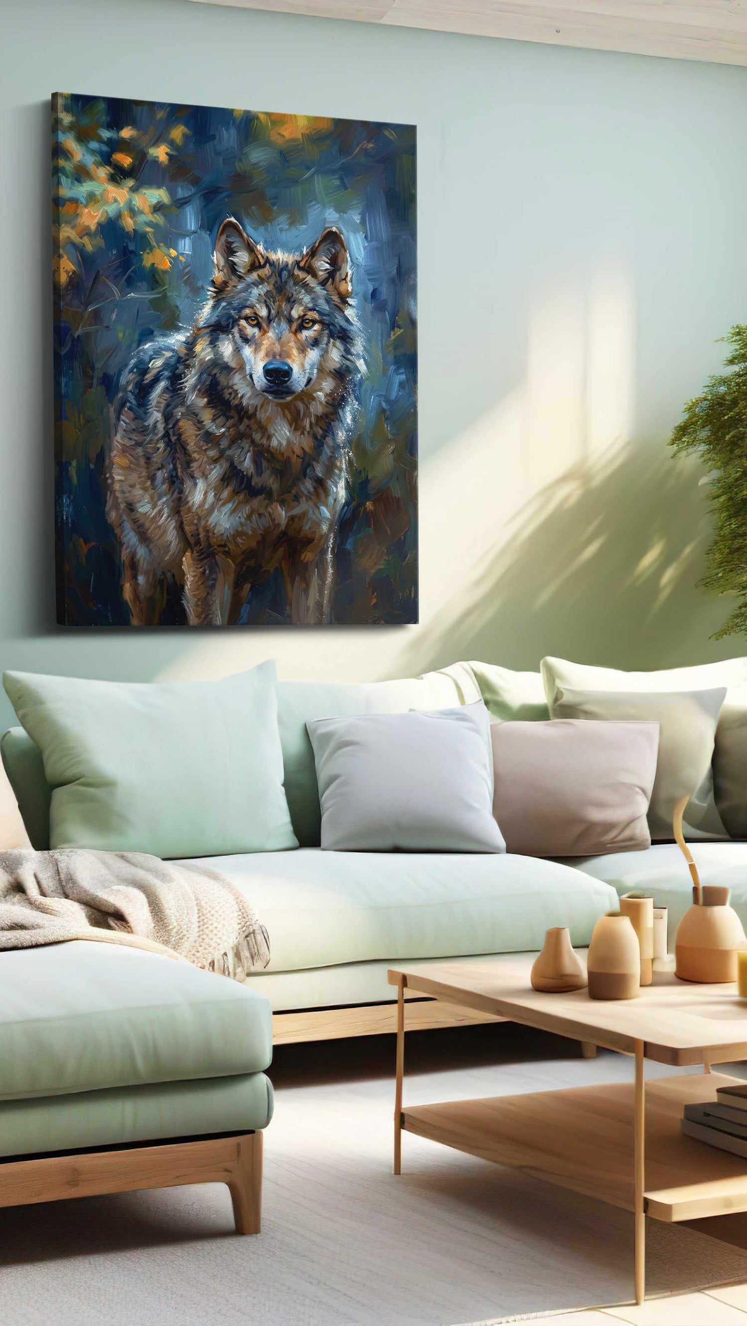 Majestic Guardian of the Wild (Wolf) - Wolf Wall Art, Wildlife Canvas Print, Nature Predator Art