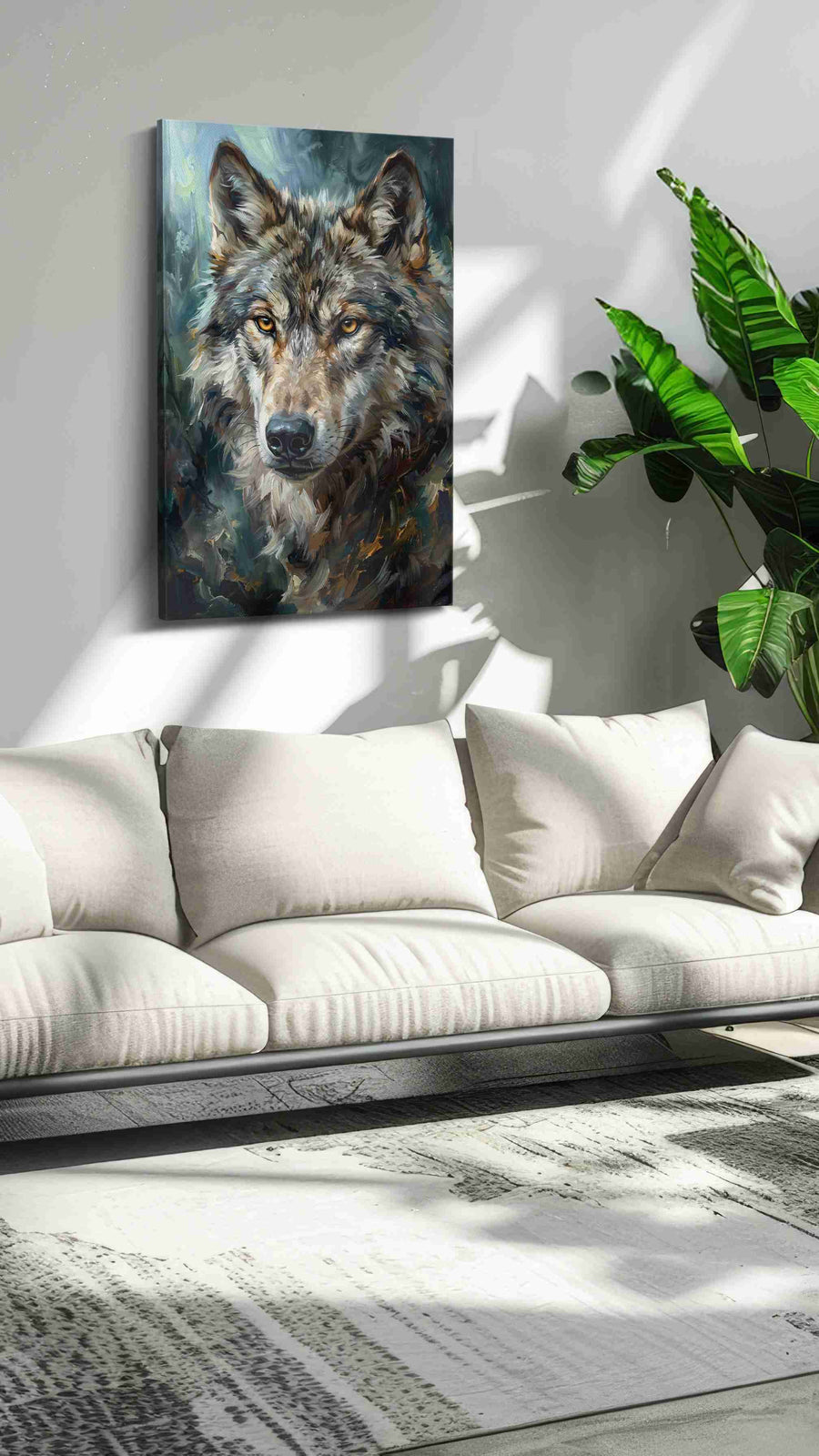 Majesty of the Wild wolf canvas print, on wall, lifestyle preview