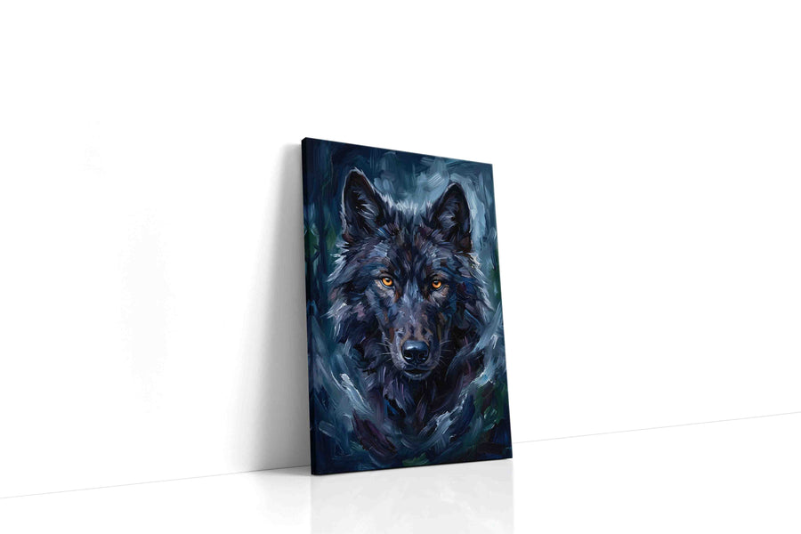 Midnight Gaze of the Wolf wolf canvas print, gallery-wrapped, ready to hang