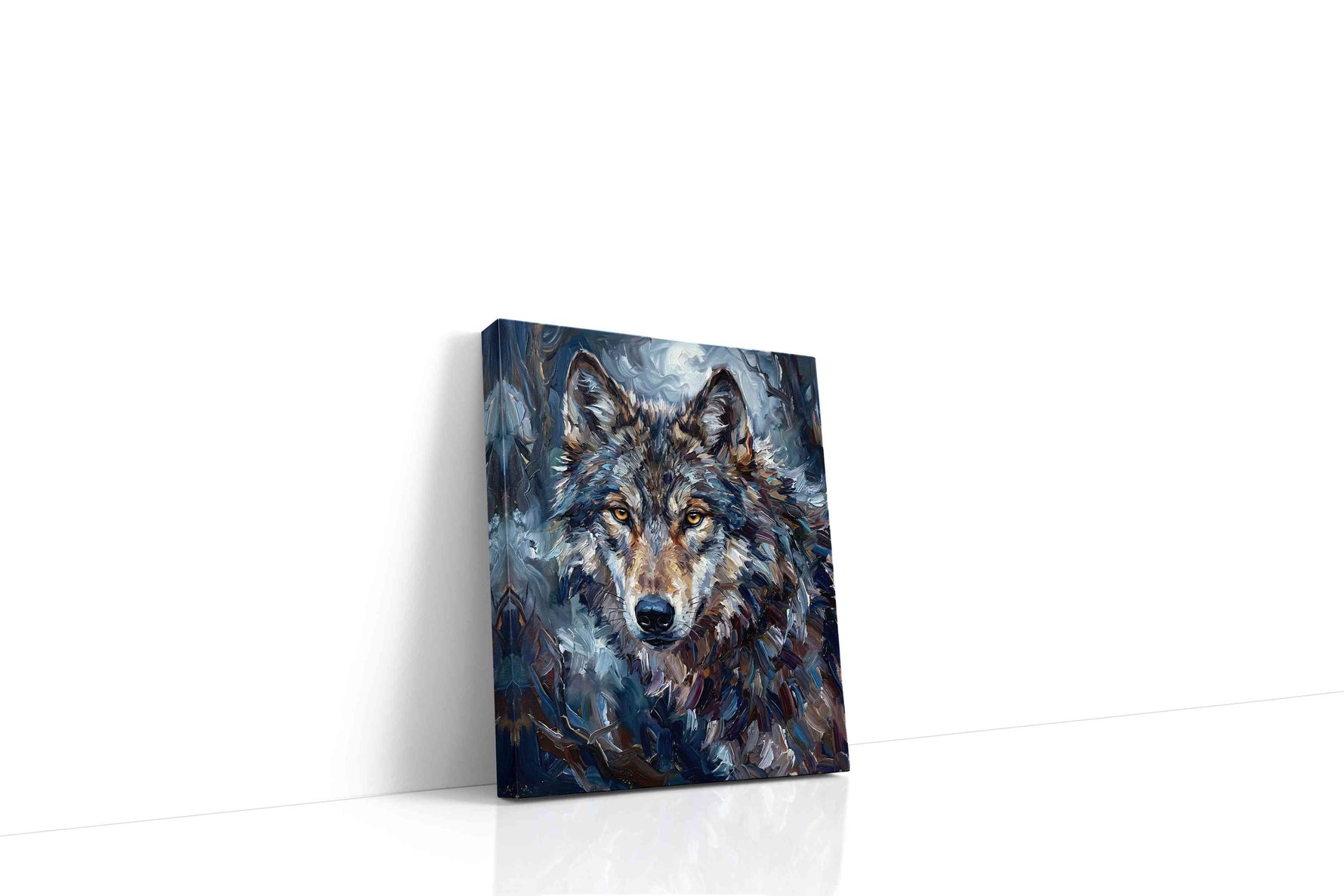 Moonlit Guardian wolf canvas print, gallery-wrapped, ready to hang