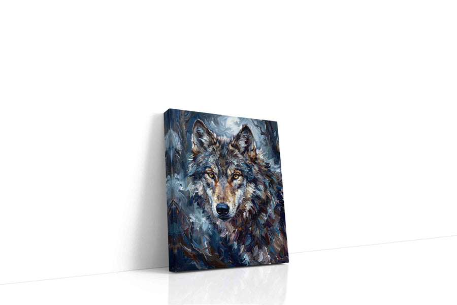 Moonlit Guardian wolf canvas print, gallery-wrapped, ready to hang