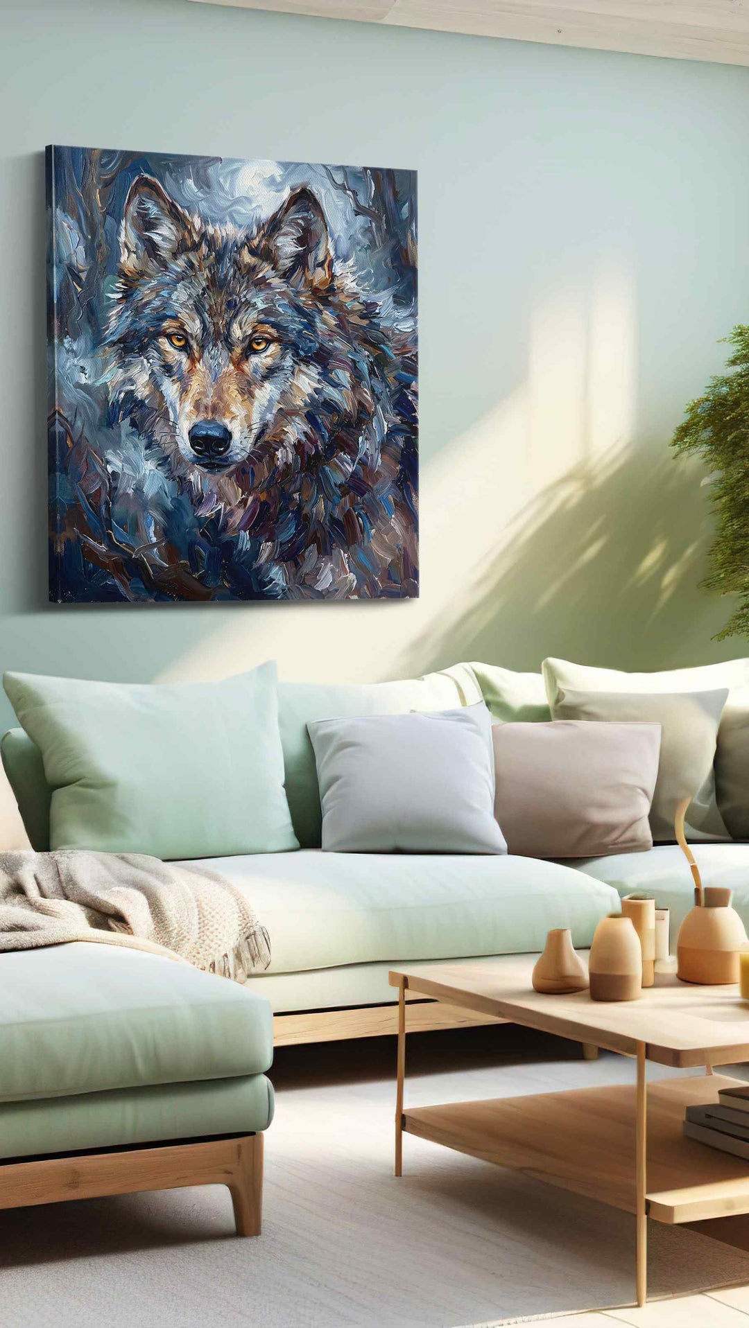Moonlit Guardian (Wolf) - Wolf Wall Art, Wildlife Canvas Print, Nature Predator Art