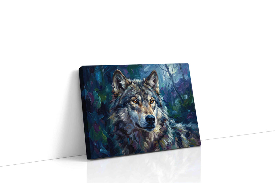 Moonlit Guardian II wolf canvas print gallery-wrapped landscape canvas studio shot