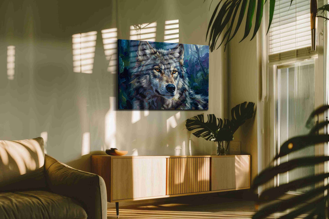 Moonlit Guardian II (Wolf) - Wolf Wall Art, Wildlife Canvas Print, Nature Predator Art