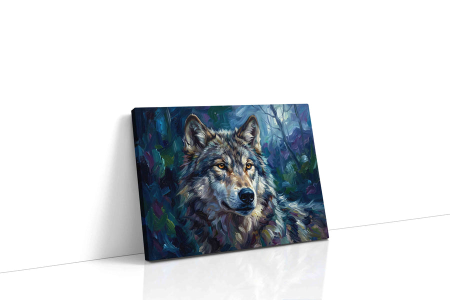 Moonlit Guardian II wolf canvas print, gallery-wrapped, ready to hang