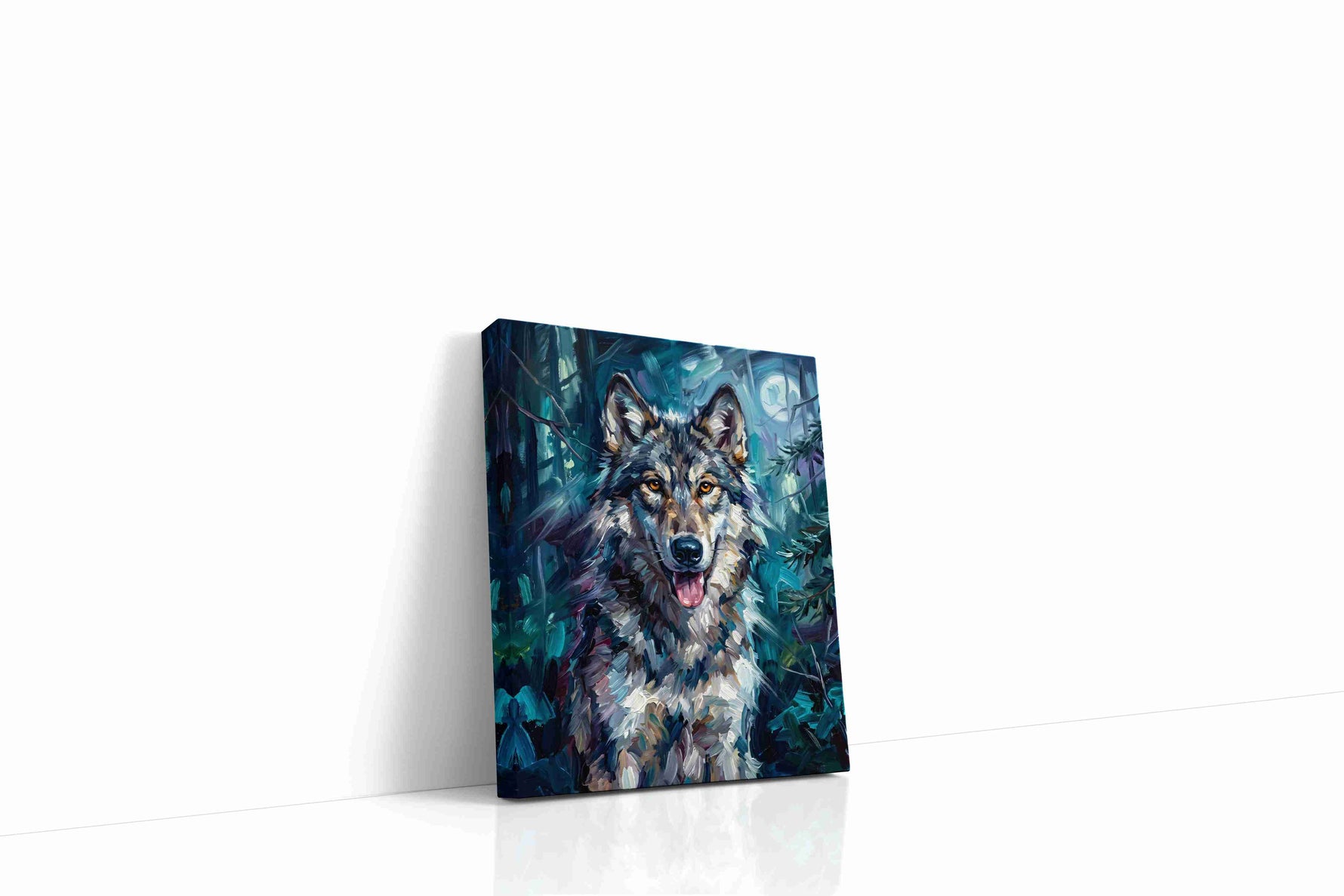 Moonlit Guardian III wolf canvas print, gallery-wrapped, ready to hang