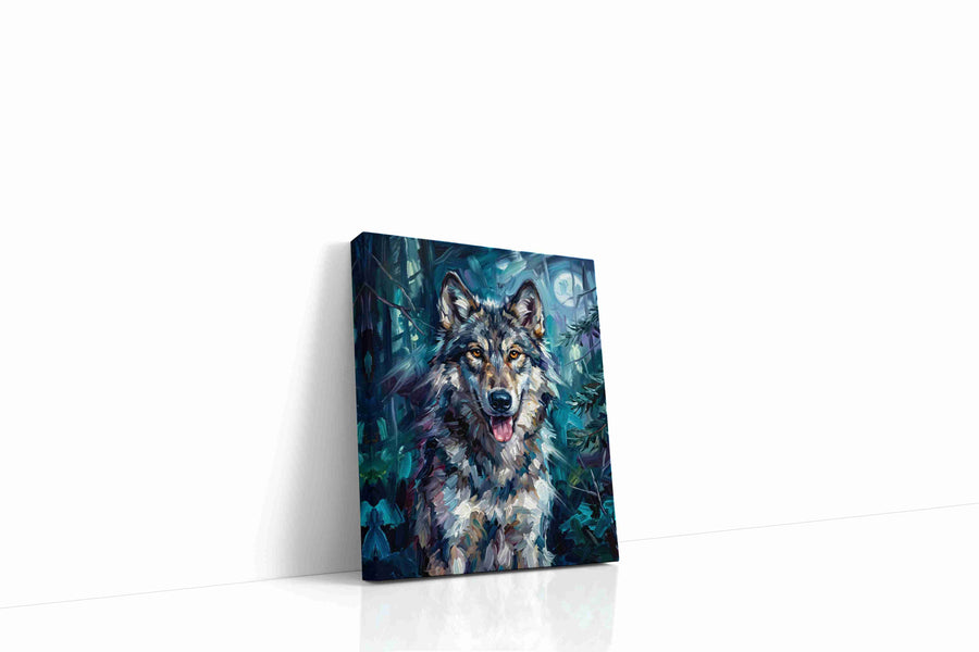 Moonlit Guardian III wolf canvas print, gallery-wrapped, ready to hang