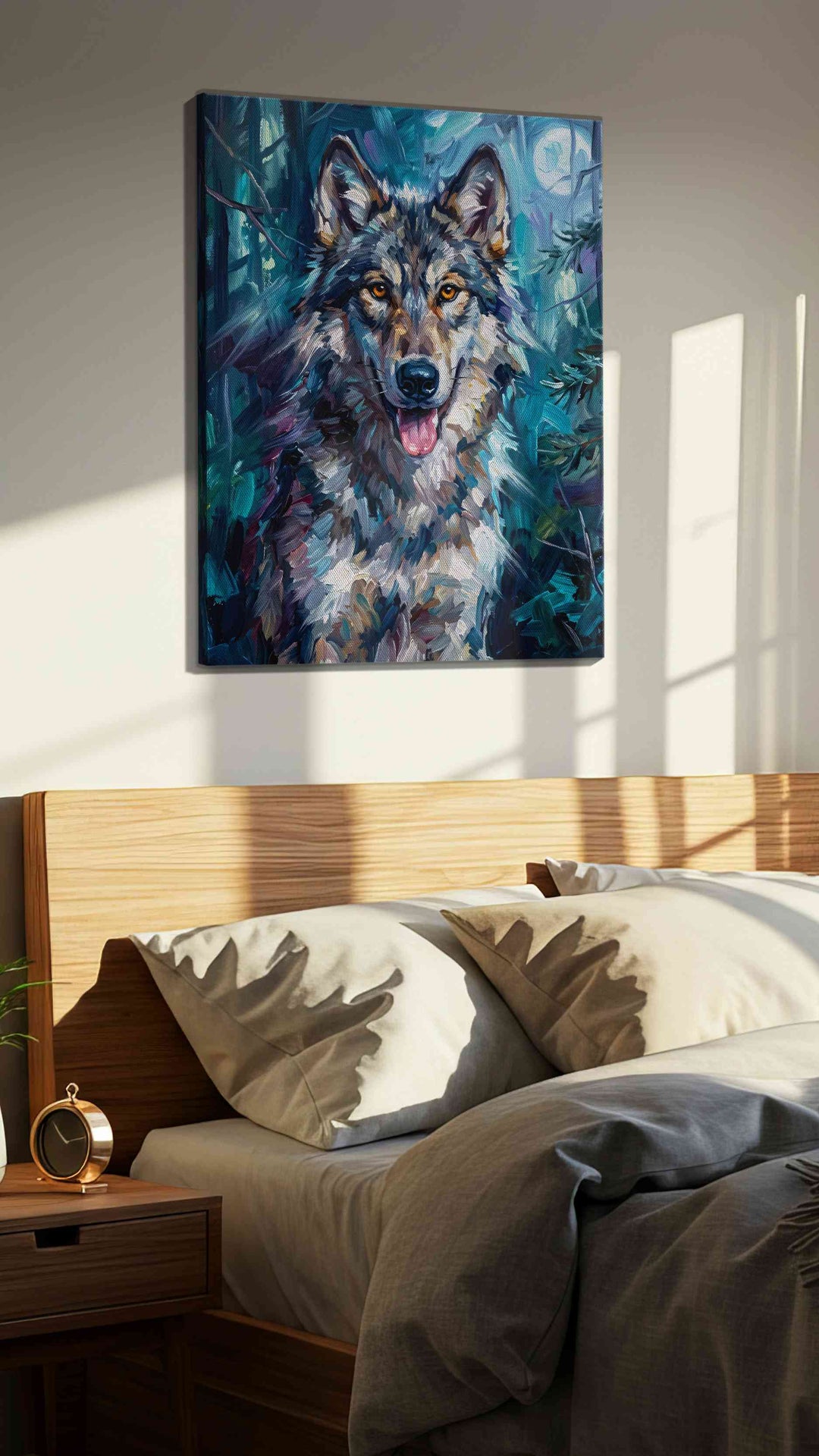 Moonlit Guardian III (Wolf) - Wolf Wall Art, Wildlife Canvas Print, Nature Predator Art
