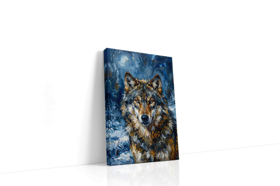 Moonlit Majesty wolf canvas print, gallery-wrapped, ready to hang