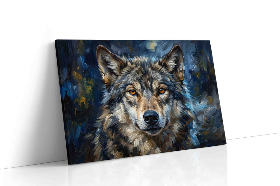 Moonlit Majesty II wolf canvas print gallery-wrapped landscape canvas studio shot