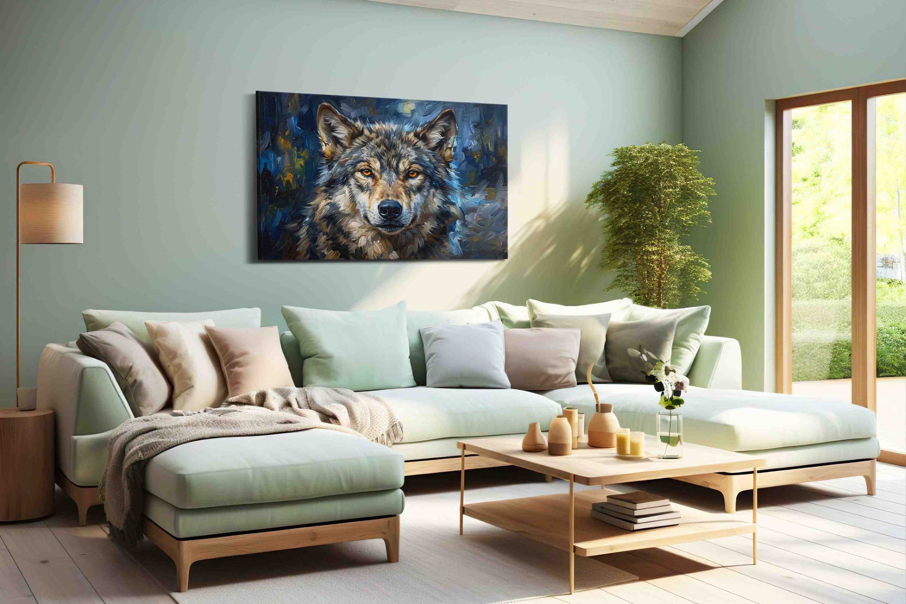 Moonlit Majesty II (Wolf) - Wolf Wall Art, Wildlife Canvas Print, Nature Predator Art in a hung canvas mockup