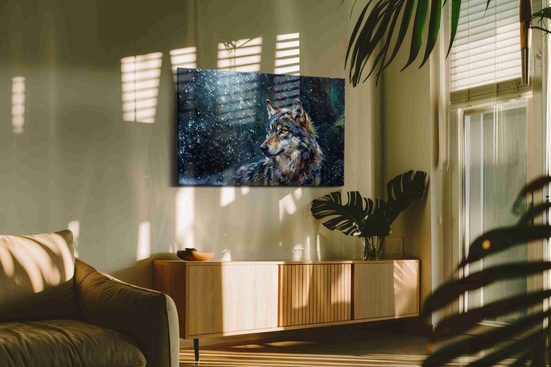 Moonlit Sentinel (Wolf) - Wolf Wall Art, Wildlife Canvas Print, Nature Predator Art
