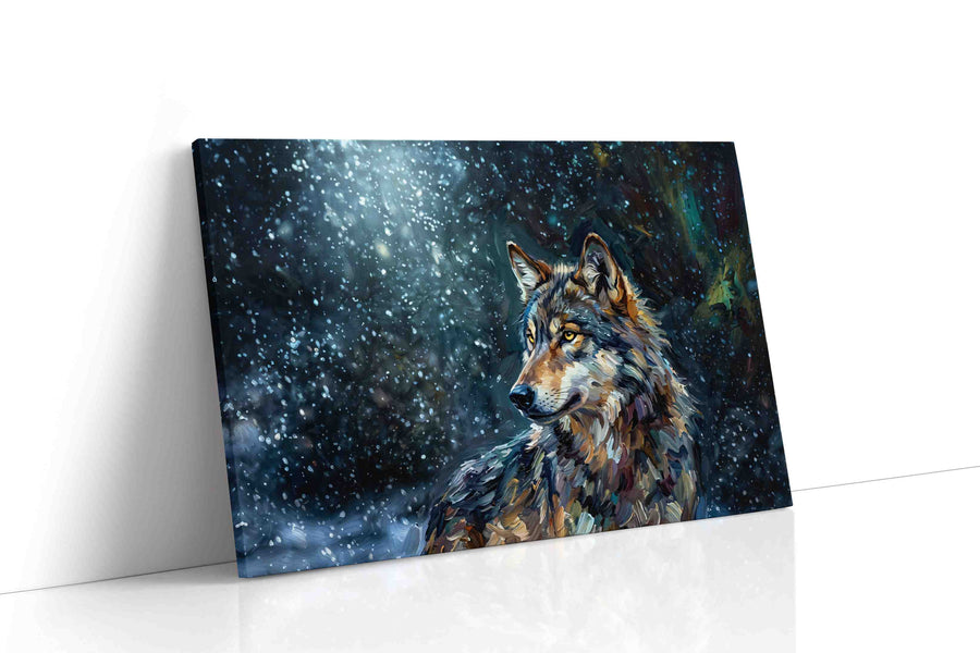 Moonlit Sentinel wolf canvas print, gallery-wrapped, ready to hang