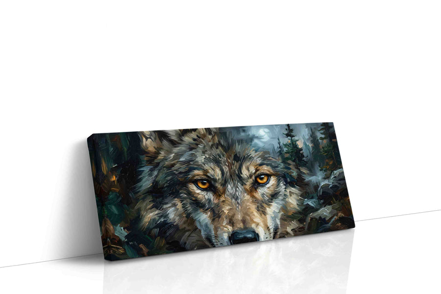 Moonlit Watcher of the Wild wolf canvas print, gallery-wrapped, ready to hang