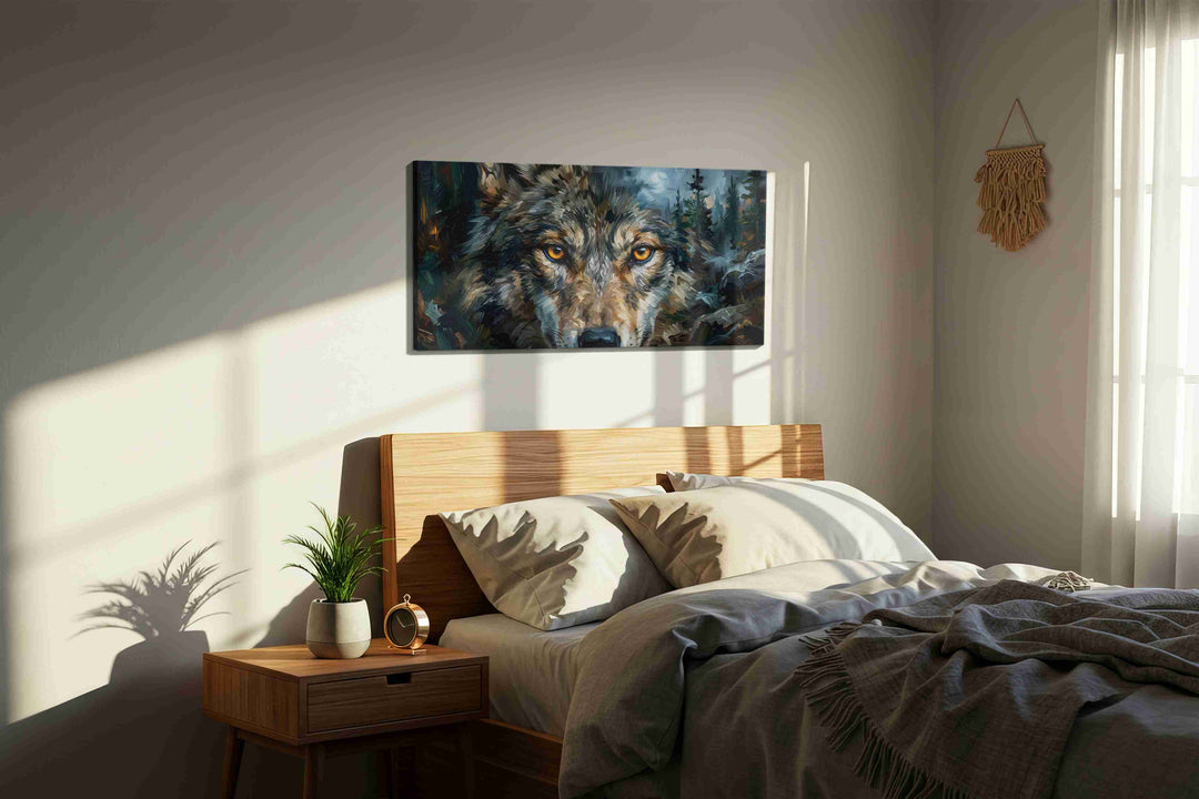 Moonlit Watcher of the Wild (Wolf) - Wolf Wall Art, Wildlife Canvas Print, Nature Predator Art
