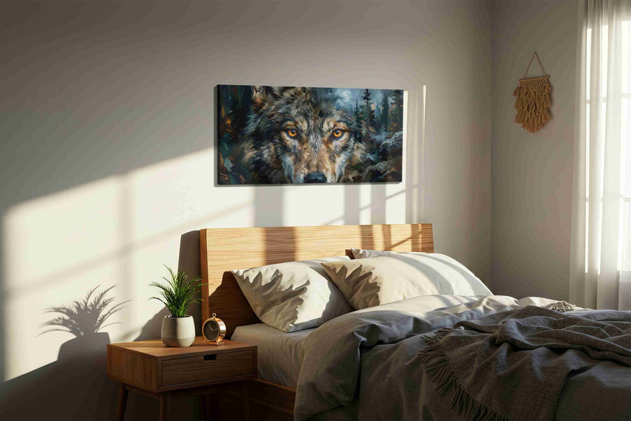 Moonlit Watcher of the Wild (Wolf) - Wolf Wall Art, Wildlife Canvas Print, Nature Predator Art