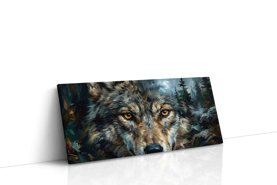 Moonlit Watcher of the Wild wolf canvas print gallery-wrapped landscape canvas studio shot