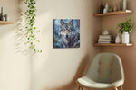 Mystic Moonlit Wolf (Wolf) - Wolf Wall Art, Wildlife Canvas Print, Nature Predator Art in a living room scene