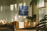 Mystic Moonlit Wolf wolf canvas print in a contemporary interior mockup
