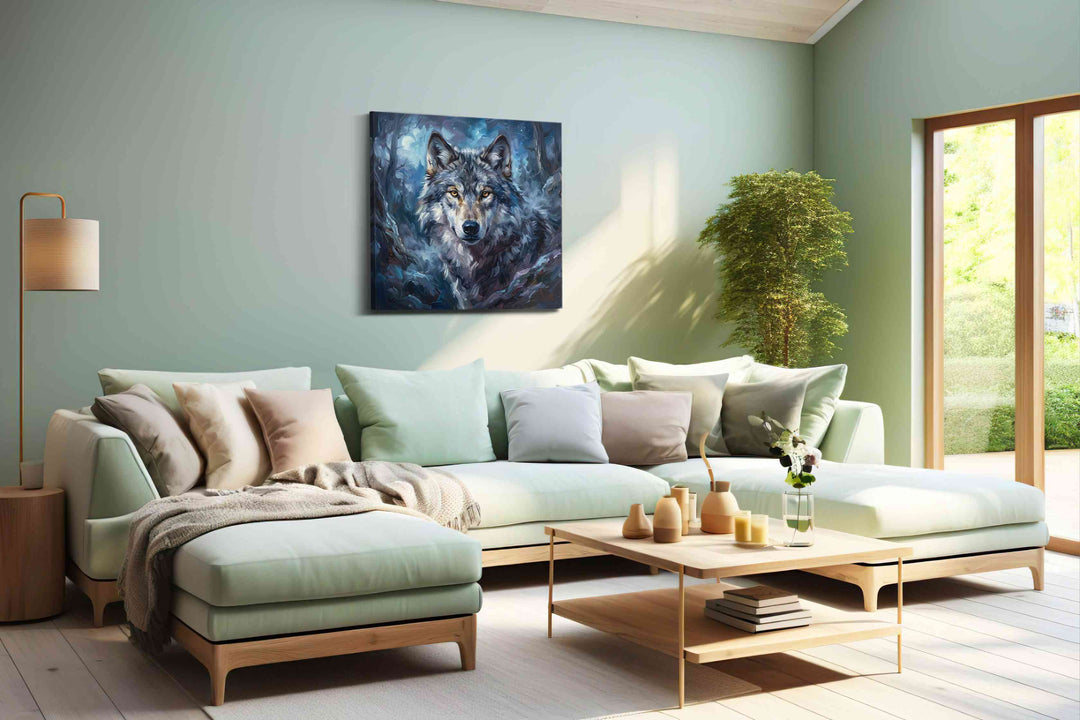 Mystic Moonlit Wolf (Wolf) - Wolf Wall Art, Wildlife Canvas Print, Nature Predator Art
