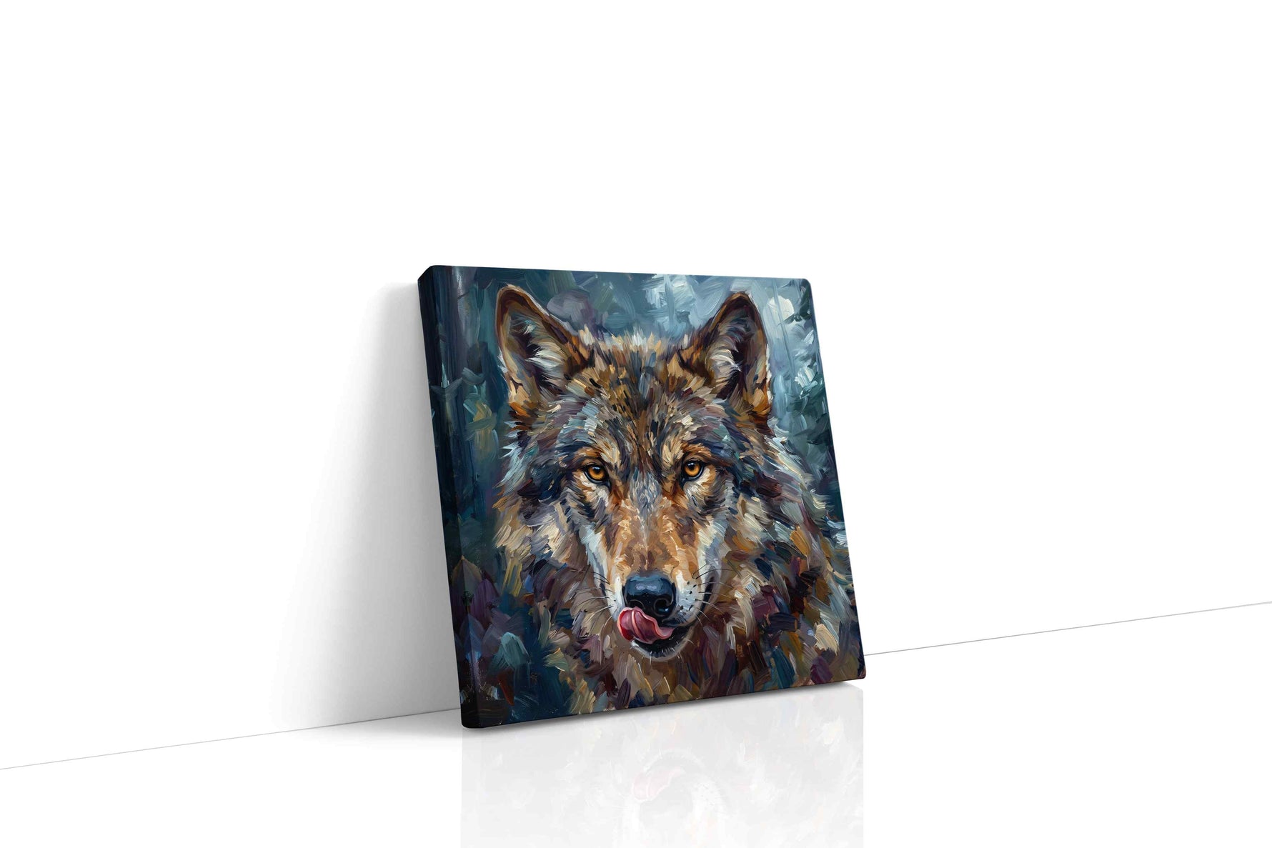 Soul of the Forest Guardian wolf canvas print gallery-wrapped square canvas studio shot