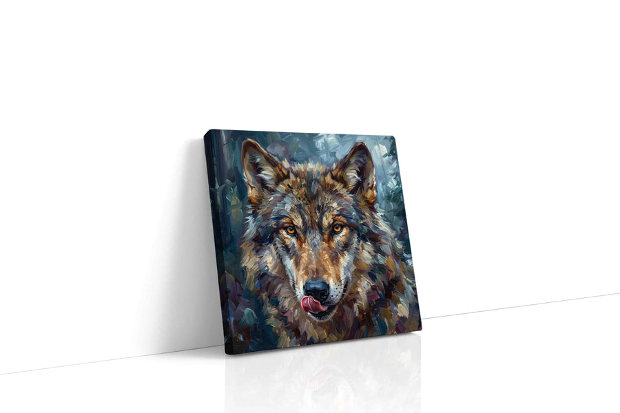 Soul of the Forest Guardian wolf canvas print gallery-wrapped square canvas studio shot
