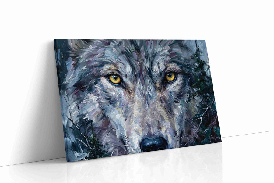Stare of the Wild Guardian wolf canvas print, gallery-wrapped, ready to hang