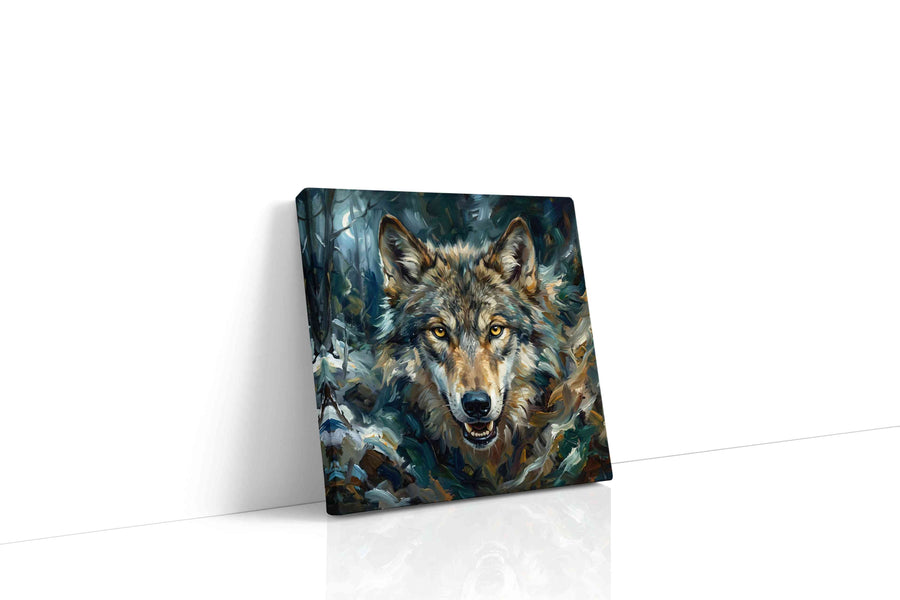 The Luminous Gaze (Wolf) - Wolf Wall Art, Wildlife Canvas Print, Nature Predator Art gallery-wrapped square canvas studio shot